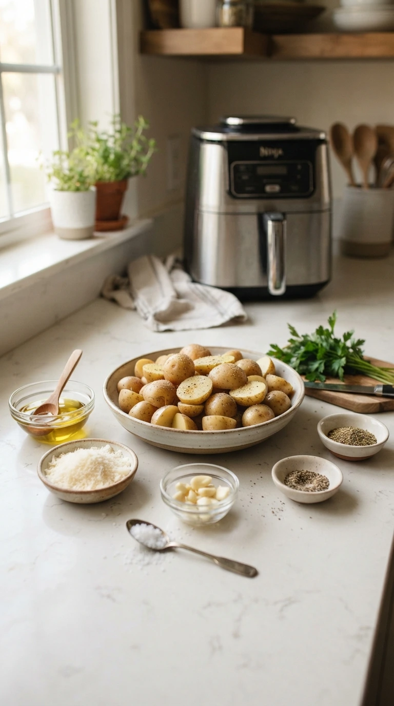 Air Fryer Garlic Parmesan Potatoes