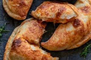 Delicious homemade air fryer calzones filled with cheese and pepperoni