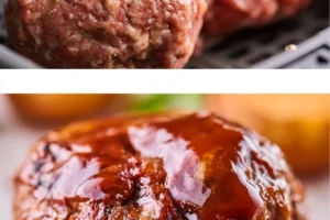 Air fryer mini meatloaves served on a plate with vegetables.