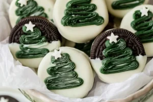 Delicious Christmas Oreos decorated for the holiday season