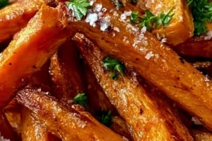 Crispy air fryer sweet potato fries served in a bowl