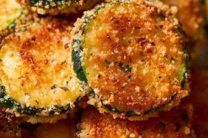 Crispy Parmesan Air Fryer Zucchini Chips on a plate