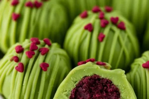 No-Bake Grinch Oreo Truffles decorated for the holidays