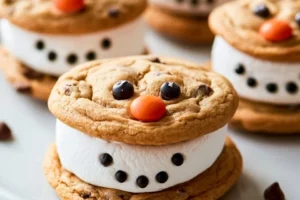 A variety of cute Christmas desserts displayed on a festive table.