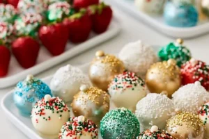 Festive ornament-inspired Christmas desserts for holiday celebrations.