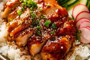 Sweet-Heat Honey Chicken Rice Bowl for a high-protein dinner