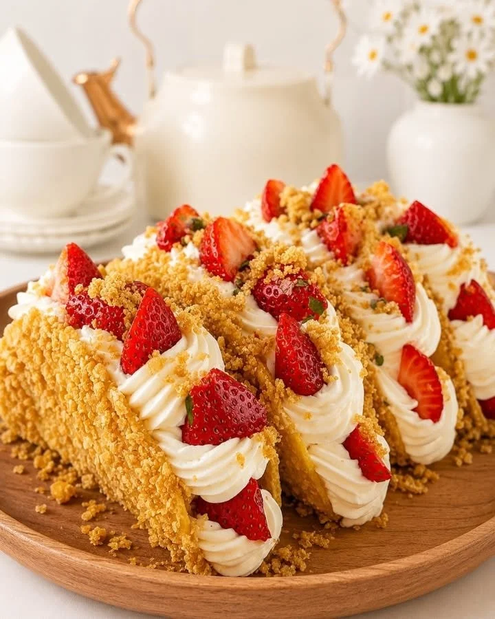 Strawberry Crunch Cheesecake Tacos