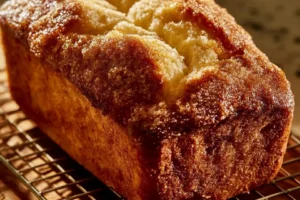 Homemade Apple Pie Bread with slices showcasing cinnamon and apple textures.