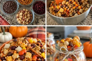 Autumn Harvest Snack Mix with nuts, dried fruits, and fall spices