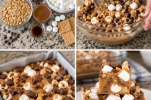 Delicious Caramel S'mores Fudge dessert with layers of caramel and chocolate.