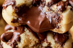 Cheesecake chocolate chip cookies on a plate, featuring creamy texture and chocolate chips.