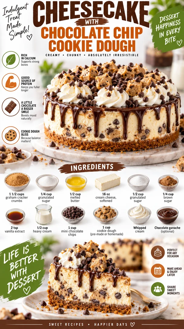 Cheesecake with Chocolate Chip Cookie Dough