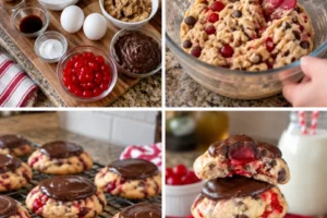 Delicious Cherry Center Cookies with creamy chocolate frosting on top
