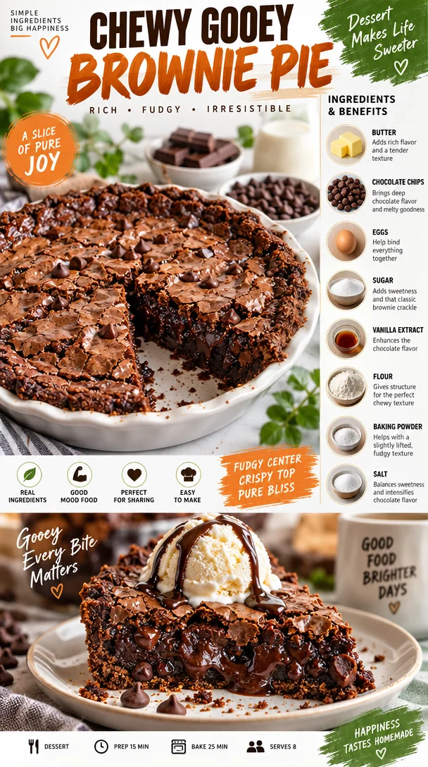 Chewy Gooey Brownie Pie