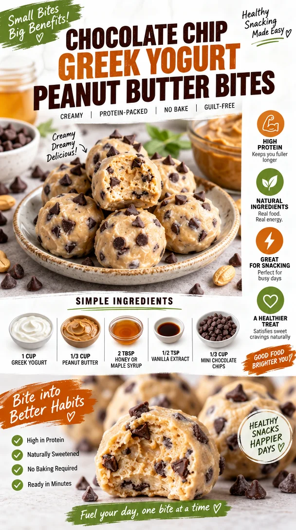 Chocolate Chip Greek Yogurt Peanut Butter Bites