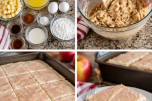 Delicious homemade Cinnamon Apple Bars topped with cinnamon sugar.