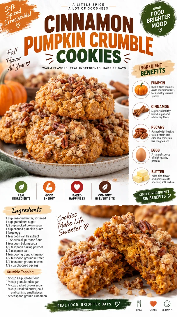 Cinnamon Pumpkin Crumble Cookies