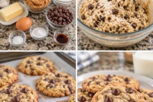 Plate of freshly baked Coconut Chocolate Chip Cookies with chocolate chunks and shredded coconut.
