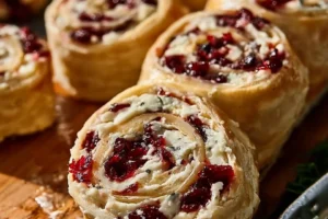 Cranberry Feta Pinwheels with cream cheese served as a delicious appetizer