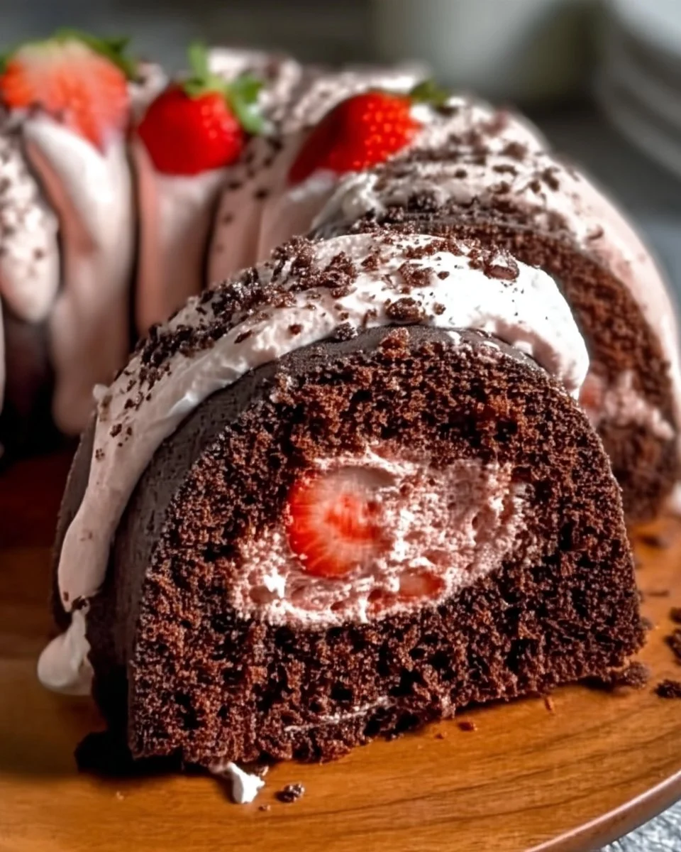 Creamy Chocolate Strawberry Bundt Cake