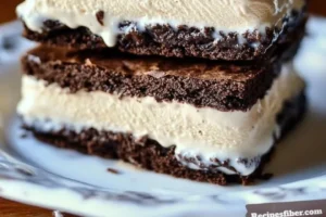 Delicious brownie ice cream sandwich with rich chocolate flavor