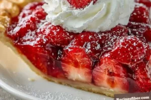 Fresh homemade strawberry pie with vibrant red strawberries and a flaky crust
