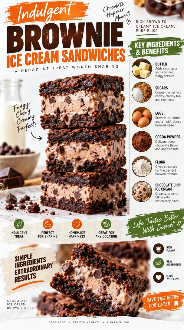 Indulgent Brownie Ice Cream Sandwiches