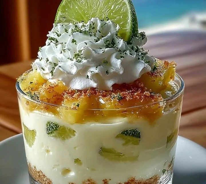 Key Lime Pie Cheesecake with Piña Colada Swirl