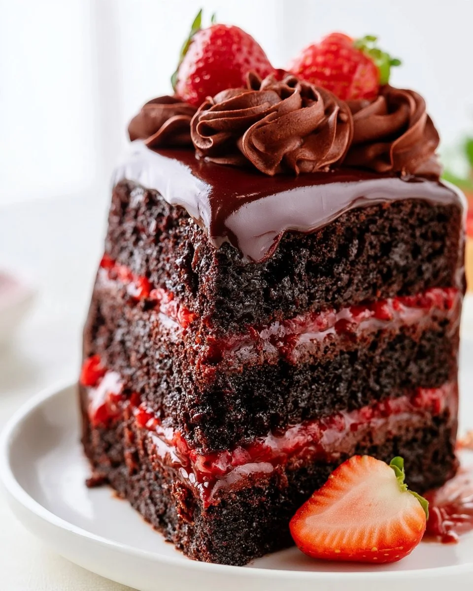 Luxurious Chocolate and Strawberry Cake