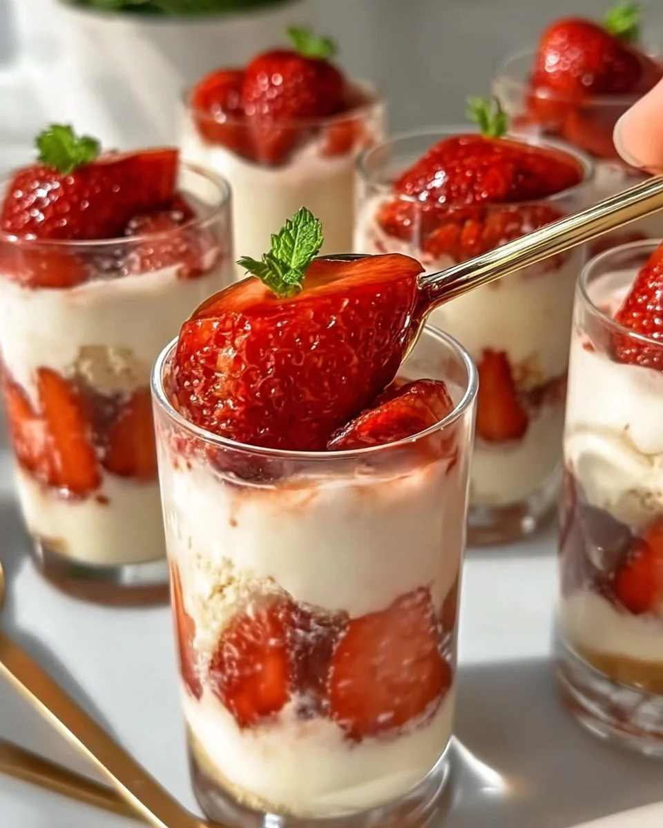 Mini Strawberry Cheesecake Shooters