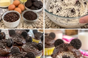Delicious Oreo-stuffed cookies and cream cupcakes ready to be enjoyed