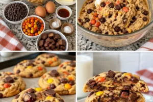 Delicious Reese's cookies featuring peanut butter cups and chocolate chips
