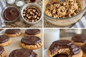 Decadent Snickers Surprise Cookies made with Snickers bars and rich chocolate dough