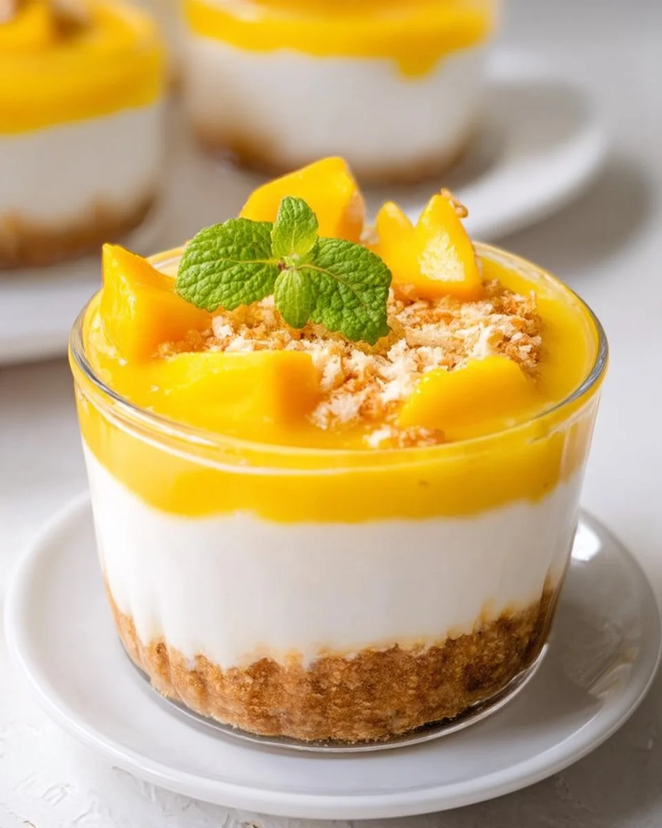 Tropical Mango No-Bake Cheesecake Cups
